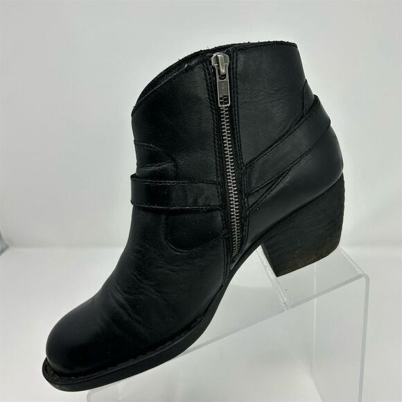 Born Western Black Leather Heeled Ankle Booties Size 9M Comfort Fall Casual - Picture 4 of 14
